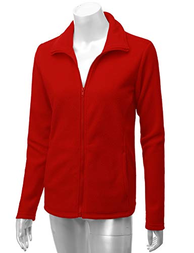 Doublju Womens Long Sleeve Full-Zip Thermal Basic Fleece Jacket With Plus Size #TOP5