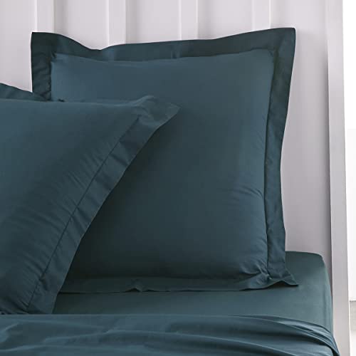 TODAY Essential - Lot de 2 Taies d'oreillers 63X63 cm 100% Coton Uni, Paon