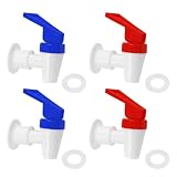 LifCratms 4Pcs Replacement Cooler Faucet, 2 Red and 2 Blue Internal Thread Plastic Spigot Water Dispenser Tap Set for Water Cooler Dispenser Bucket