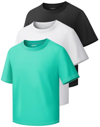 Image of Boys Shirts Athletic Dry Fit Neon T Shirts Short Sleeve Kids Youth Moisture Wicking Quick Dry Sports Training Performance Tee