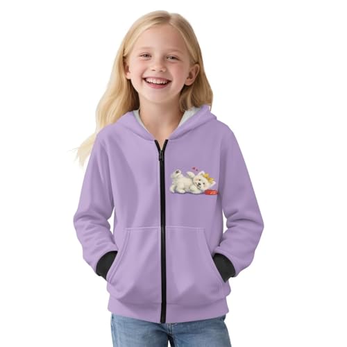 Girls and Toddlers' Zip-Up Hoodie Soft Sweatshirt with Pockets Warm Fall Winter Clothes2