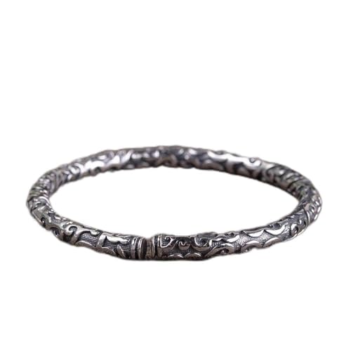 Bracelet femme argent S925 vintage gravé fleur vigne sculpture classique