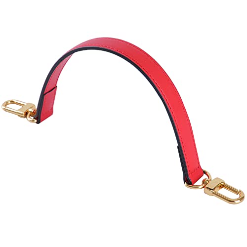 Image of Genuine Leather Plain Strap Replacement Top Handle Leather Strap for Handbag (Red, 14.5 in)