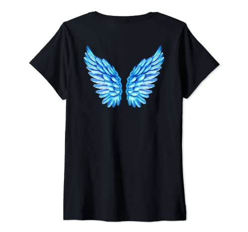 Image of Womens Angel Wings on Back V-Neck T-Shirt