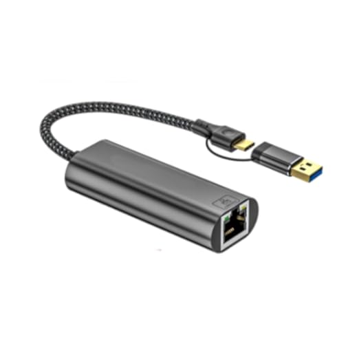 USB C to Ethernet Adapter USB+Type C to RJ45 2.5GB Gigabit Ethernet Networking Adapter Dongle Converter for PC Laptop