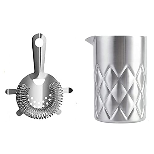 Coctelera para Cócteles Cocktail Shaker Set Bartender Mojito Herramienta de barra de acero inoxidable con vidrio de agitación Coctelera de cóctel Cocktail Shaker Juego de cóctel ( Color : Silver )