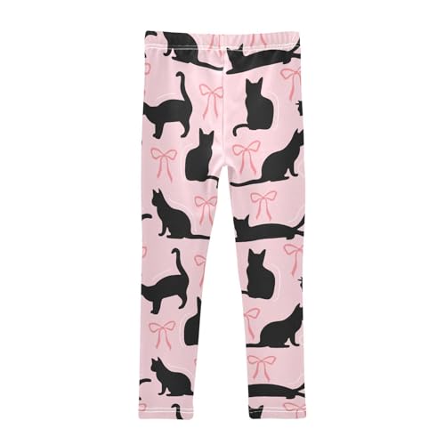 Cats and Bow Girls Leggings,Workout Leggings for Girls Toddler Athletic Legging Size for 3-10T2
