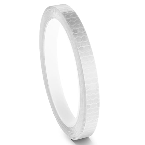 LXUEJIE Reflektorband Selbstklebend 10mm x 8m Leuchtstreifen Selbstklebend Wasserdicht PVC Warnklebeband für Outdoor Sport Fahrrad Helm Anhänger Sicherheit (wei)