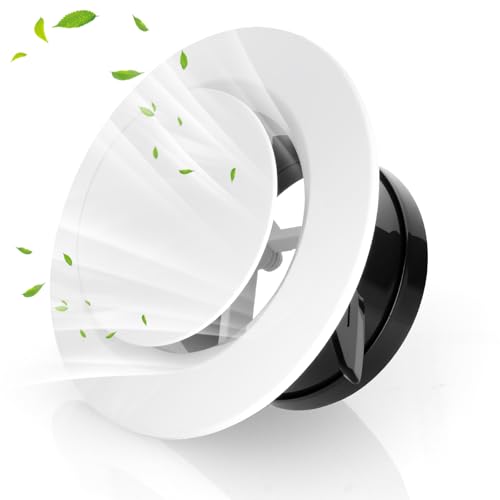 NUTKIT Rejillas de Ventilacion 100mm, Difusor de Ventilacion de Techo Redondo, Rejilla Ventilacions Regulable, Tamaño de Salida de Aire Ajustable, para Baño, Dormitorio, Cocina