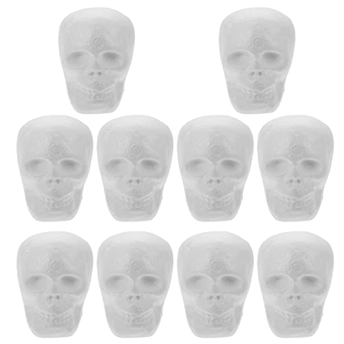 SEWACC Foam Skull 10pcs Foam Halloween Skulls Polystyrene Skull Decoration White Foam Skull Heads Craft Skull Model Halloween Arts and Crafts White Foam Skulls
