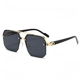 CMLDJBD Sonnenbrille Randlose Doppelbrücke Für Männer Frauen Quadrat Uv400 Schattierungen, Cut Edge Polygonal Metallrahmen Anti-glare Linsen-a