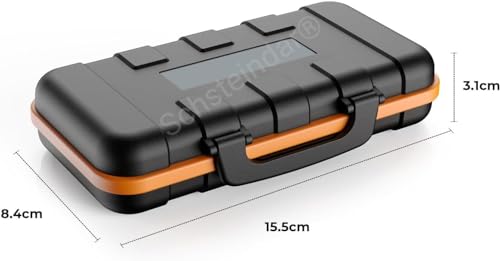 Image of Camera Battery Memory Card Case, Professional Water-Resistant Anti-Shock Holder for 2 Camera Batteries, 4 SD Cards, 6 TF Cards, 2 CF Cards or 2 XQDs (Color - Red and Black)