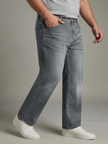 Image of Urbano Plus Men's Relaxed Fit Washed Denim Jeans Non-Stretchable