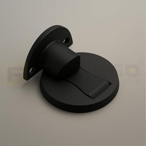 Image of Round Magnetic Door Stopper Black Finish Stainless Pack 2