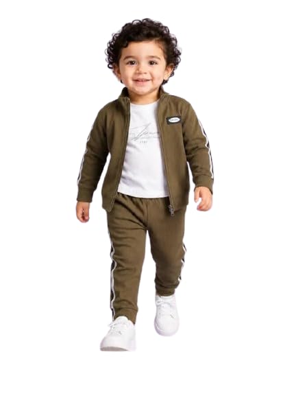 Olive Green 3-Piece Tracksuit Set for Boys – Soft Cotton Zip Jacket, T-Shirt & Jogger Pants-picture-31