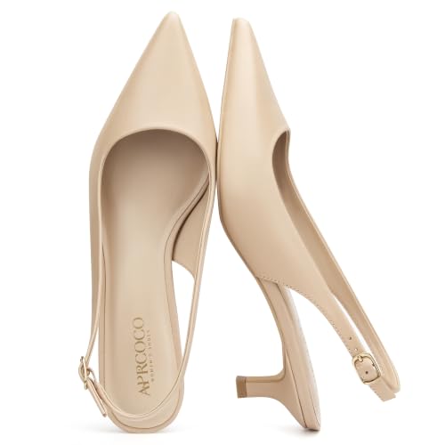 Image of AprCoco Women's Kitten Heels Slingback Pointed Closed Toe Ankle Strap Elegant Women Pumps Shoes for Dating Wedding