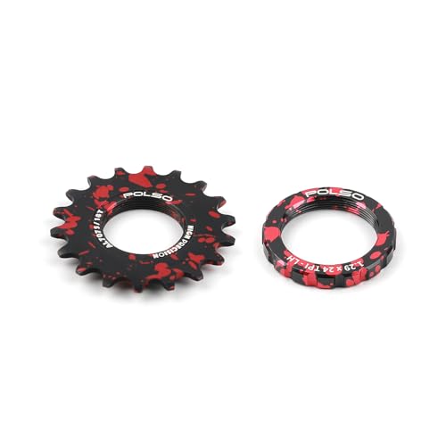 POLSO 固定ギアコグ 13T/14T/15T/16T/17T/18T 固定ギアシングルスピード自転車フライホイールピース&ロックリングフライホイールサイクリングパフォーマンス向上のためのフィクスチャートラックバイクハブ用(ボルケーノブラック、18T)
