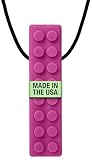 ARK's Brick Stick Textured Chew Necklace Made in the USA (Soft, for MILD chewing ONLY, please read description for more options) - Magenta