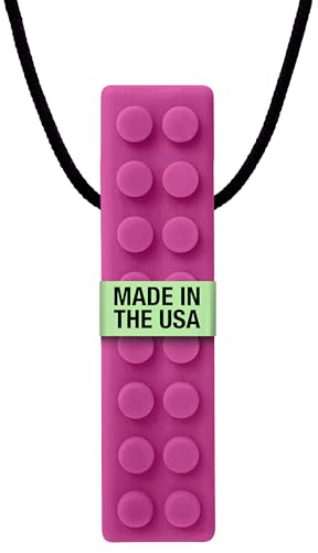 ARK Brick Stick, Chew Necklaces for Sensory Kids and Adults, Oral and Hand Fidget for Autism, ADHD, SPD, Anxiety, Medical-Grade Textured Chew Necklace, Standard, Softest, Magenta