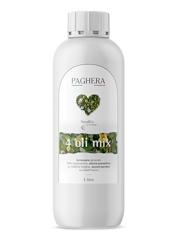 Paghera Novaera 4 Oli Mix 1 Litro Emulsione Idrosolubile Di Oli Vegetali Neem, Karanja, Lino E Soia Benefici Per La Salute Delle Piante, I Prati, Siep