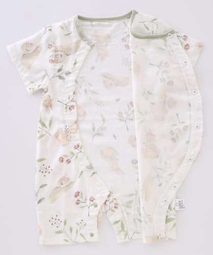 BINIDUCKLING Baby Short/Long Sleeve Side Snap Muslin Romper with 70% Viscose Made from Bamboo, 30% Cotton, Newborn-24 Months3