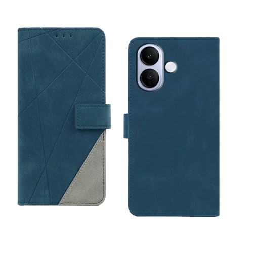 Image of amazon basics Vivo V60 Lite 5G Flip Cover | Card Pockets Wallet & Stand | Flip Cover for Vivo V60 Lite 5G (Blue with Grey)