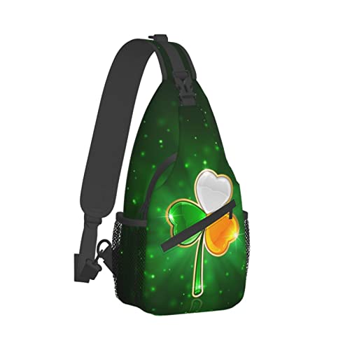 Cute St. Patrick's Day Shamrock Sling Backpack, Multipurpose Clover Crossbody Shoulder Bag Travel Hiking Daypack2