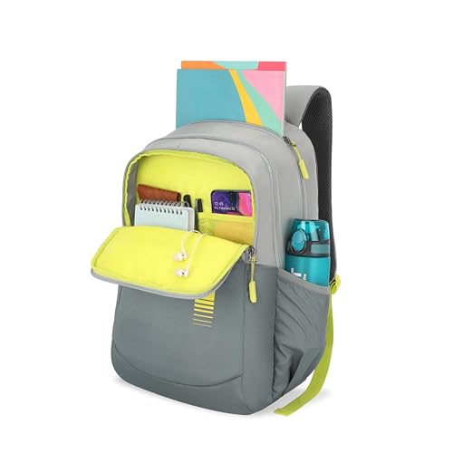 Image of American Tourister Alden Womens School Backpack | Large Capacity 27 L | 3 Compartments | Rain Cover | Grey