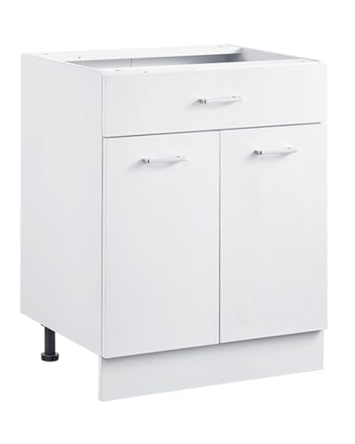 VEVOR Meuble Bas Cuisine avec Tiroirs, Placard de Cuisine Non Assemblée, Armoire de Base Prête à Assembler 60x47,7x81,6 cm, avec Glissières de Tiroir à Fermeture...