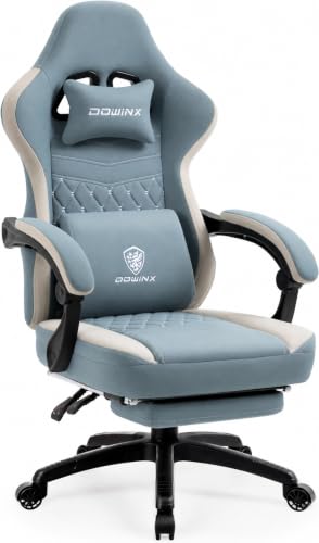 Image of Dowinx High Back Tech Fabric Gaming Chair with Wide Seat, Blue White