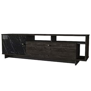 Alphamoebel 5071 Artem TV-meubel tafel tv-tafel tv-tafel board voor woonkamer, hout, wijnbruin, donkergrijs, marmerlook…