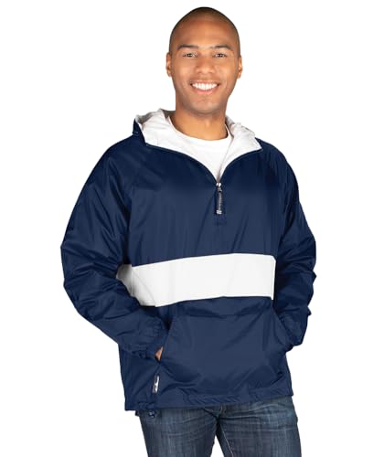 Image of Charles River Apparel Unisex Classic Solid Pullover, Water-Resistant Windbreaker with Flannel Lining