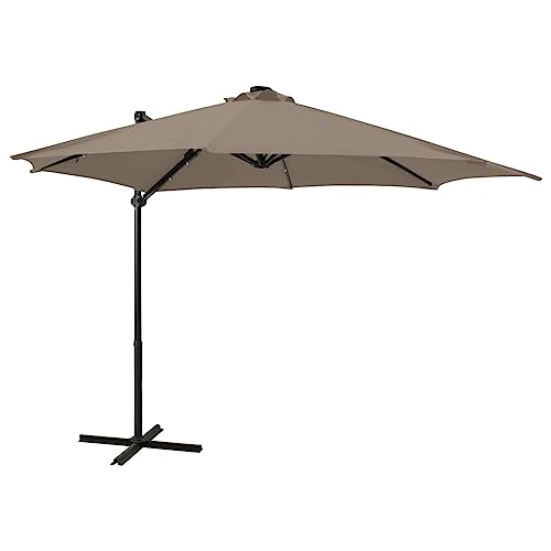 Parasol déporté 300 cm pour stopper la chaleur sur la terrasse et éclairer la nuit