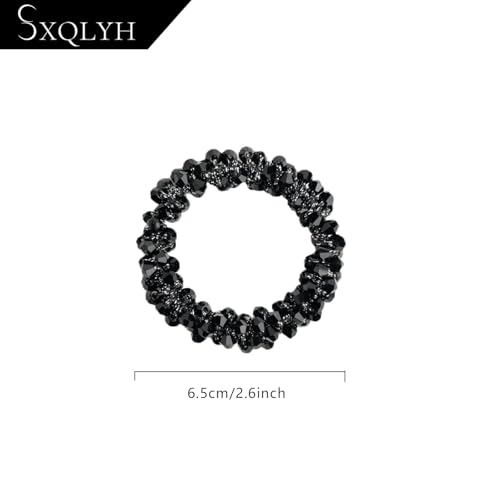SXQLYH Pack of 6 Women's Crystal Rhinestone Scrunchies - Crystal Elastic Ponytail Holders - Hair Scrunchies for Women Girls (B) - Image 2