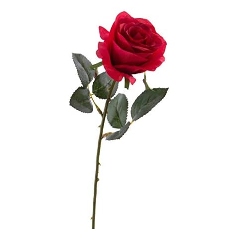 artplants.de Rosa Simony, Rojo, Textil, 45cm, Ø 8cm - Rosa Artificial - Flor Decorativa Cover