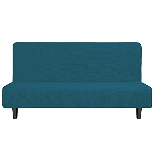 Image of Easy-Going Stretch Large Futon Slipcover Armless Futon Cover Peacock Blue