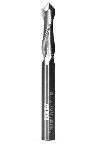 Image of YONICO Upcut Router Bits Spiral 2 Flute Solid Carbide CNC End Mill 1 /4-Inch Dia. V-Point 1 /4-Inch Shank 14091-SC