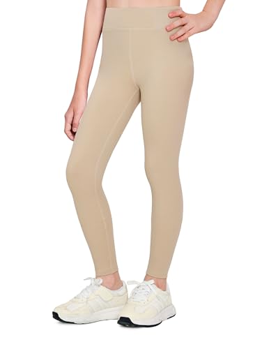 Zaclotre Girls Athletic High-Waisted Leggings Khaki