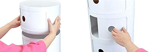 Mesita de noche redonda contra el desorden en dormitorios pequeños con armario modular de 4 capas 7