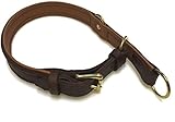 Zugstopp Lederhalsband für Hunde Schlupfhalsband braun, Messing Gr. 40