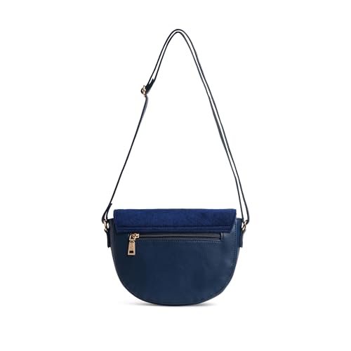 Image of Caprese Siji Tresna Medium Crossbody Bag for Women with Adjustable Strap & Zip Closure | Kashida Velvet Embroidery Sling Bag | Stylish & Lightweight Bag for Daily Use, Travel & Casual Outings