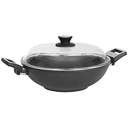 Titan Wok skk 2751 Titan Induction – Wok con Tapa de Cristal (Aluminio Fundido, diámetro 32 cm