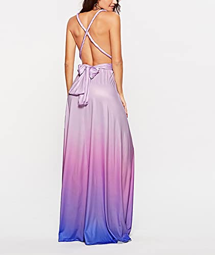 Image of Sexyshine Women's Backless Gown Dress Convertible Multi-Way Wrap Halter Cocktail Dress Bandage Bridesmaid Long Dresses