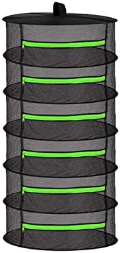 Drying Rack Net Dryer 6 Layer 2ft Black W/Green Zippers Hydroponics，Bonus Hook