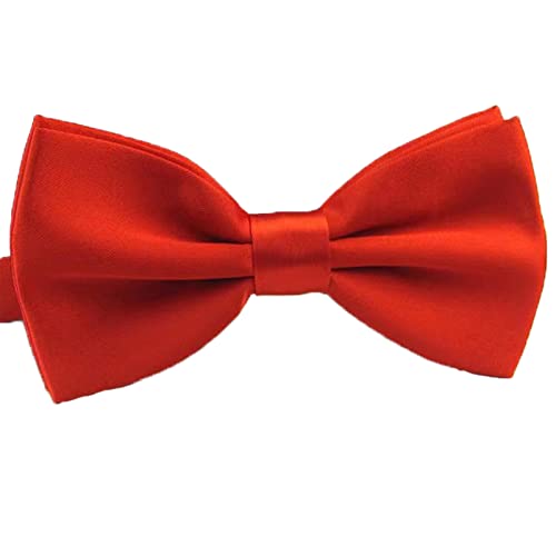 SURVODJA Men Bow Tie Adjustable Length Wedding Male Fashion Boys Satin Bowties one size Red