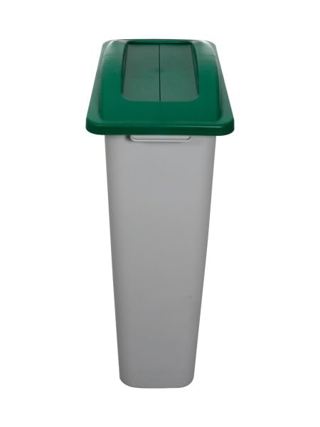 Waste Wise Recycled HDPE Waste or Recycling Bin for Commercial Spaces with Swinging Lid - (Green/Grey, 23 Gallons)