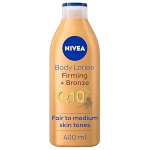 NIVEA Q10 Firming + Bronze Gradual Tan Body Lotion (400 ml), Tan Activating Firming Cream with Q10, Supports a Gradual Tan, Tanning Moisturiser for a Sun-Kissed Radiant Glow