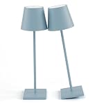 2 Packs Rechargeable LED Table Lamp,Outdoor Cordless Table Lamp Waterproof Portable, Stepless Dimmable Modern Lamp for Restaurant/Bedroom/Outdoor (Blue)