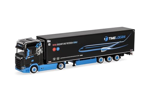 Herpa Modèle réduit Camion Scania CS 20 HD Semi-remorque frigorifique timelog24, Miniature à l’échelle 1:87, pièce de Collection, Made in Germany,...