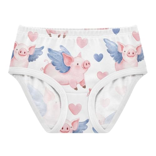 Wusikd Flying Pig Wings Girls' Underwear Cotton Light Pink Girls Briefs Soft Toddler Underwear 2T